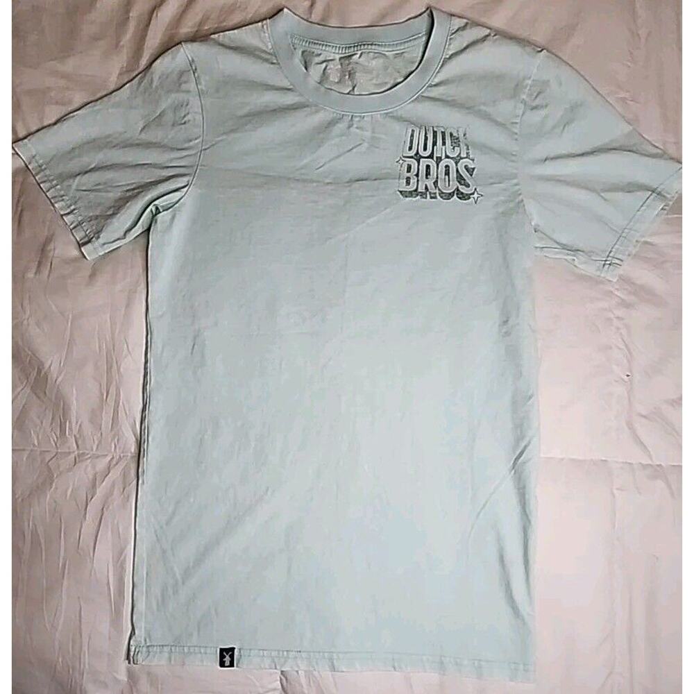 Dutch Bros Teal women’s Acid Wash Distressed Tee Size Small